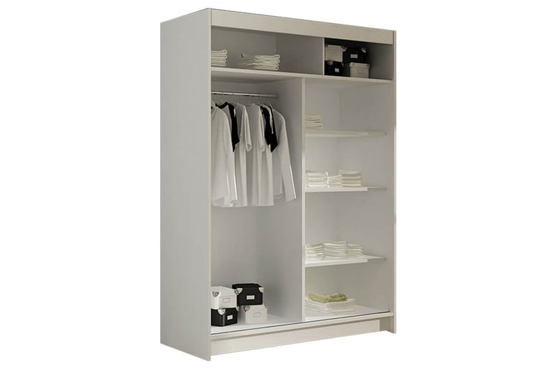 Garderobe Aldo 120 cm Skyvedører Bøyd Speil - Hvit - Oppbevaring - Garderober & garderobesystem