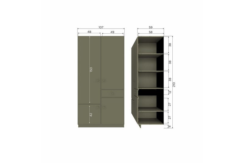 Garderobe Alfie - 107 cm - Oppbevaring - Garderober & garderobesystem