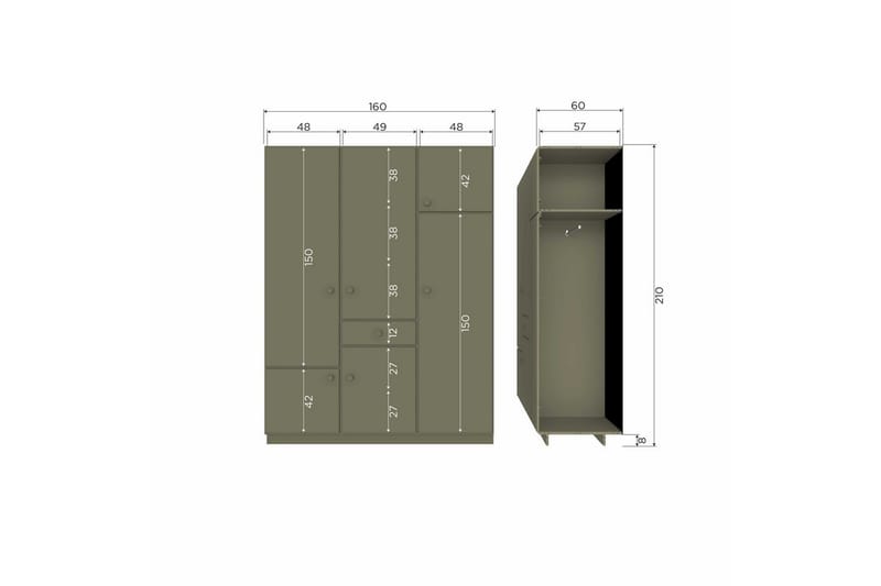 Garderobe Alfie - 160 cm - Oppbevaring - Garderober & garderobesystem