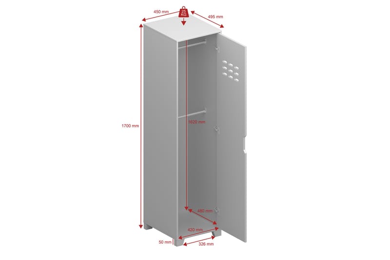 Garderobe Alsterfors 47x47 cm - Grå - Garderober & garderobesystem - Garderobeskap