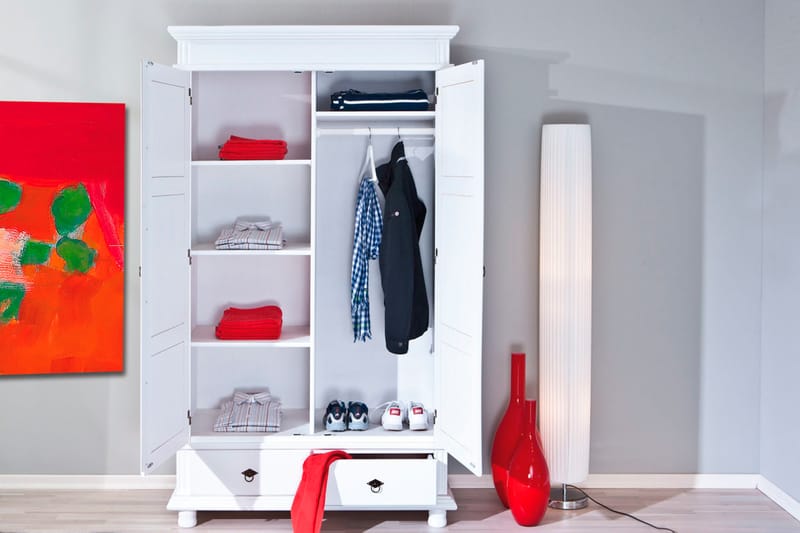 Garderobe Attina 116 cm - Hvit - Garderober & garderobesystem - Garderobeskap