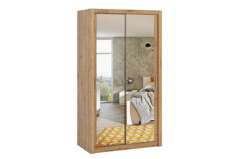 Garderobe Barriga 120 cm med Speil - Natur - Garderober & garderobesystem