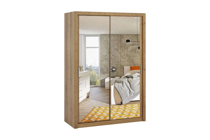 Garderobe Barriga 150 cm med Speil - Gyllen Natur - Garderober & garderobesystem