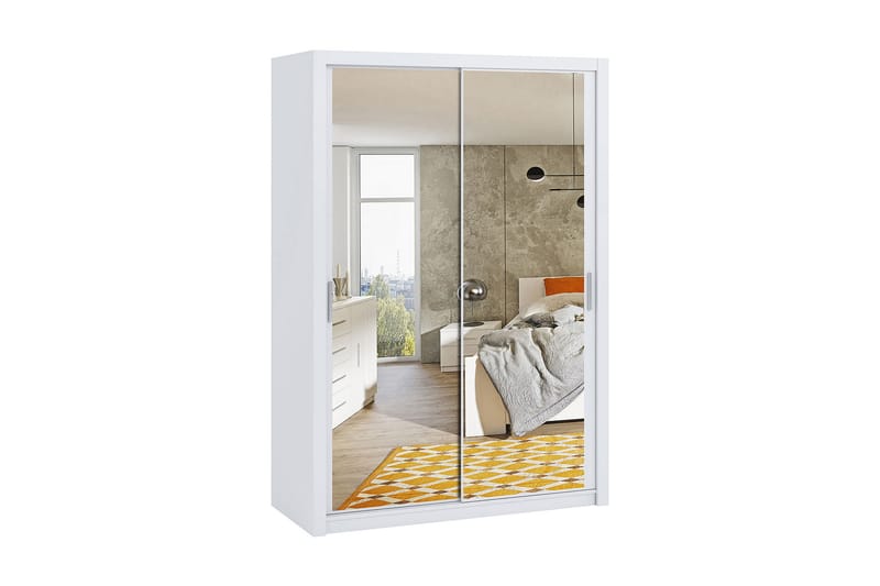 Garderobe Barriga 150 cm med Speil - Hvit - Garderober & garderobesystem