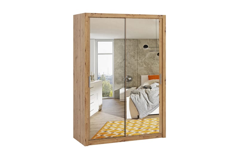 Garderobe Barriga 150 cm med Speil - Natur - Garderober & garderobesystem