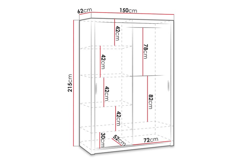 Garderobe Barriga 150 cm med Speil - Natur - Garderober & garderobesystem