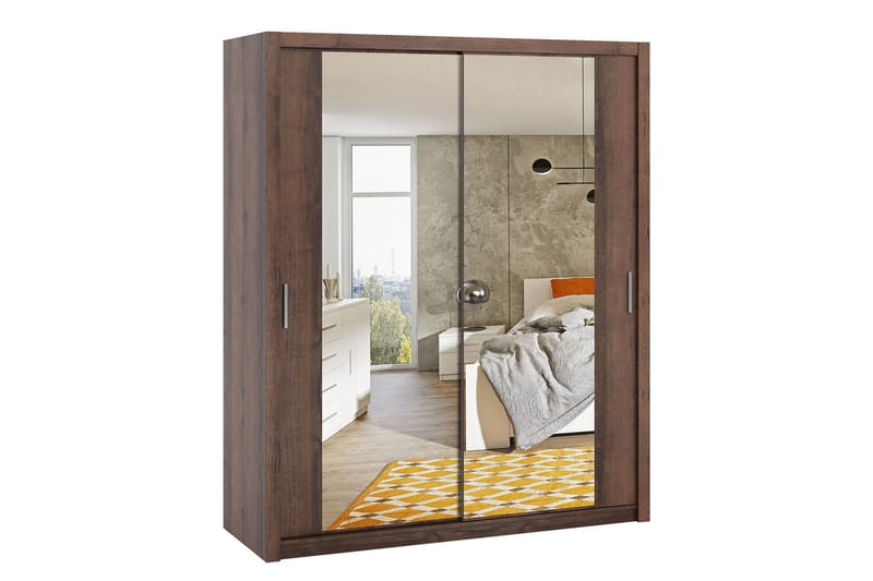 Garderobe Barriga 180 cm med Speil - Natur - Garderober & garderobesystem
