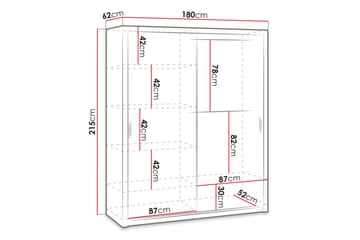 Garderobe Barriga 180 cm med Speil - Natur - Oppbevaring - Garderober & garderobesystem
