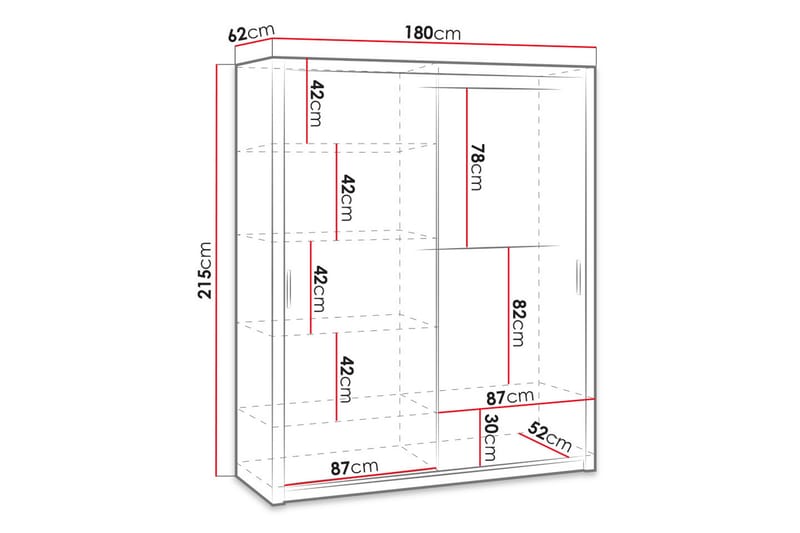 Garderobe Barriga 180 cm med Speil - Natur - Oppbevaring - Garderober & garderobesystem