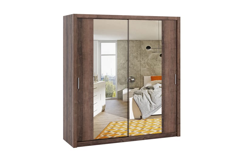 Garderobe Barriga 200 cm med Speil - Natur - Garderober & garderobesystem