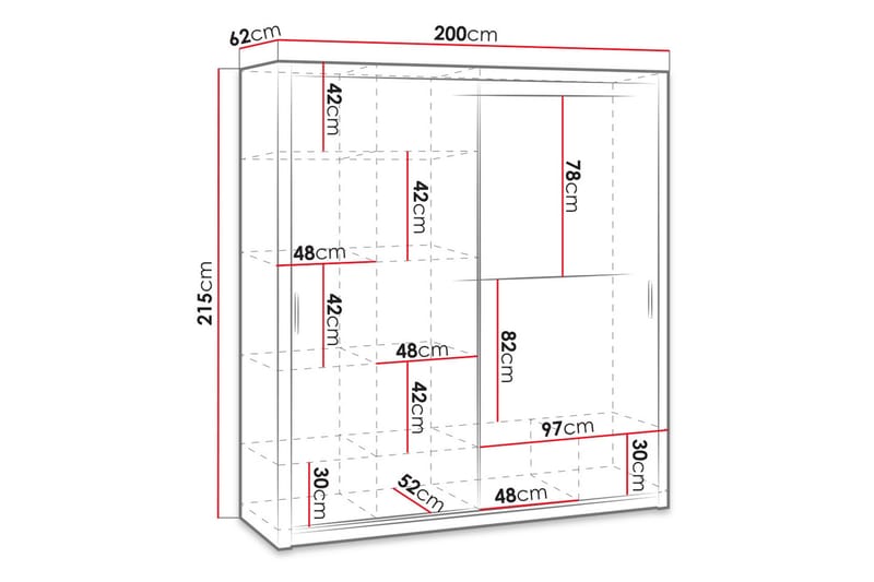 Garderobe Barriga 200 cm - Natur - Garderober & garderobesystem - Garderobeskap