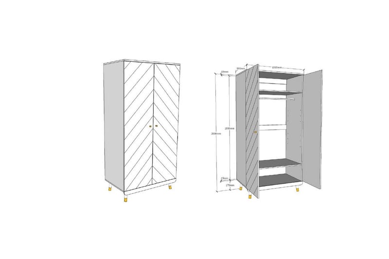 Garderobe Billy Hvit 2-dørs - 2-dørs - Oppbevaring - Garderober & garderobesystem