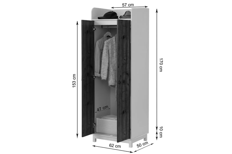 Garderobe Bonnyville 62x60 cm - Hvit/Natur - Garderober & garderobesystem - Garderobeskap