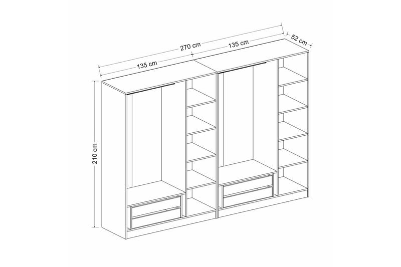 Garderobe Cambrian 225 cm - Antrasitt - Garderober & garderobesystem - Garderobeskap