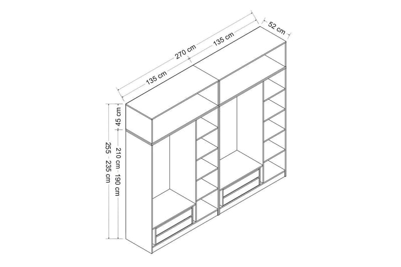 Garderobe Cambrian 270 cm - Hvit - Garderober & garderobesystem - Garderobeskap