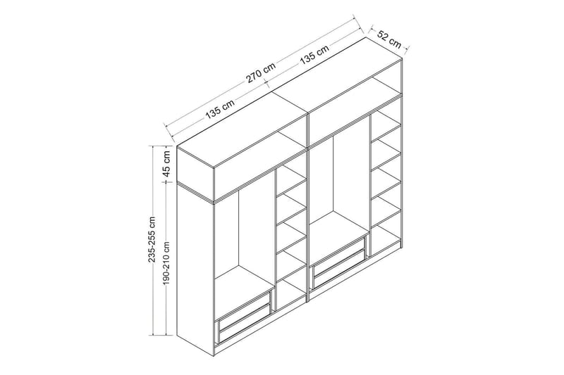 Garderobe Cambrian 270 cm - Hvit - Garderober & garderobesystem - Garderobeskap