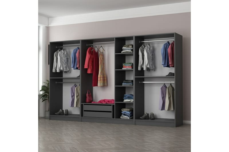 Garderobe Cambrian 315 cm - Antrasitt - Garderober & garderobesystem - Garderobeskap