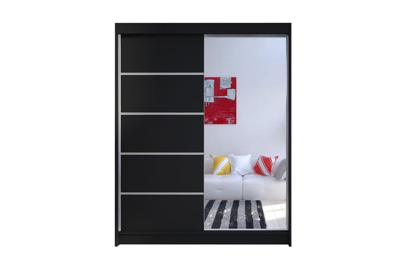 Garderobe Camino 58x150 cm LED-belysning - Svart - Garderober & garderobesystem