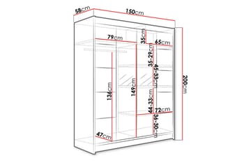 Garderobe Camino LED-belysning - Eik - Oppbevaring - Garderober & garderobesystem