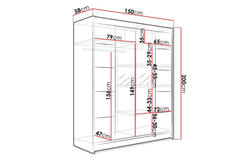 Garderobe Camino LED-belysning - Eik - Oppbevaring - Garderober & garderobesystem