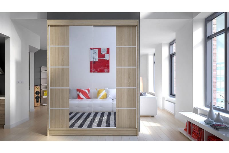 Garderobe Camino LED-belysning - Eik - Oppbevaring - Garderober & garderobesystem