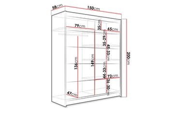 Garderobe Camino LED-belysning - Hvit/Eik - Oppbevaring - Garderober & garderobesystem