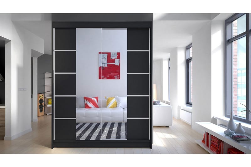 Garderobe Camino LED-belysning - Svart - Oppbevaring - Garderober & garderobesystem