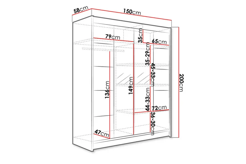 Garderobe Camino LED-belysning - Svart/Hvit - Oppbevaring - Garderober & garderobesystem