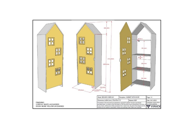 Garderobe Casami Brugge Gul - Gul - Oppbevaring - Garderober & garderobesystem