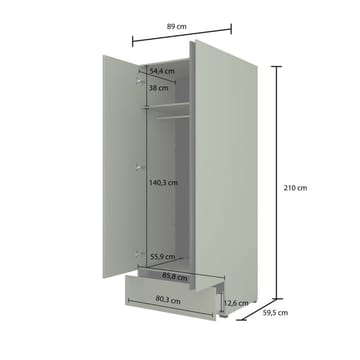 Garderobe Cross S 2 Dører 1 Skuff - Grønn - Oppbevaring - Garderober & garderobesystem