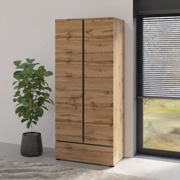 Garderobe Cross S 2 Dører 1 Skuff - Wotan eik - Oppbevaring - Garderober & garderobesystem
