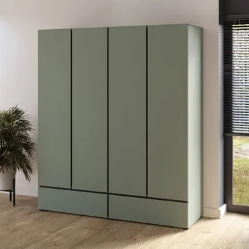 Garderobe Cross S 4 Dører med 2 Skuffer - Grønn - Oppbevaring - Garderober & garderobesystem