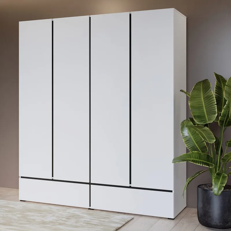 Garderobe Cross S 4 Dører med 2 Skuffer - Hvit - Oppbevaring - Garderober & garderobesystem