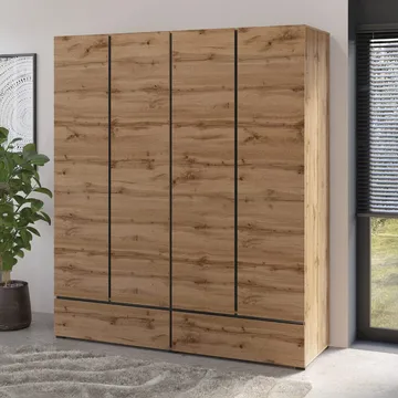 Garderobe Cross S 4 Dører med 2 Skuffer - Wotan eik - Oppbevaring - Garderober & garderobesystem