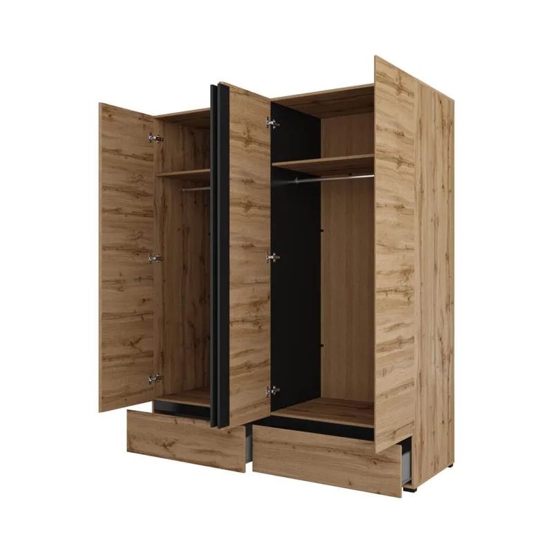 Garderobe Cross S 4 Dører med 2 Skuffer - Wotan eik - Oppbevaring - Garderober & garderobesystem