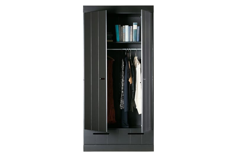 Garderobe Floella 94x53 cm 2 Dører - Furu/Svart - Garderober & garderobesystem - Garderobeskap