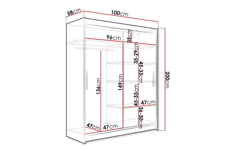 Garderobe Glenmore - Svart - Garderober & garderobesystem - Garderobeskap