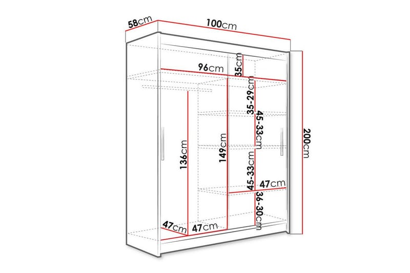 Garderobe Glenmore - Svart - Garderober & garderobesystem - Garderobeskap