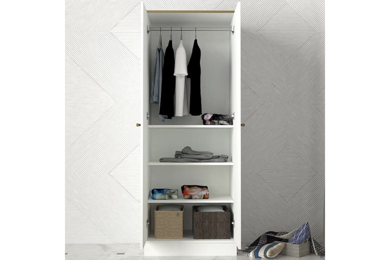 Garderobe Hisa 70 cm - Hvit|Gull - Garderober & garderobesystem - Garderobeskap