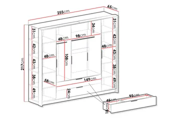 Garderobe - Hvit|Eik - Oppbevaring - Garderober & garderobesystem