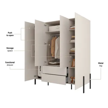 Garderobe Jukon S 4 dører med 2 skuffer - Oppbevaring - Garderober & garderobesystem