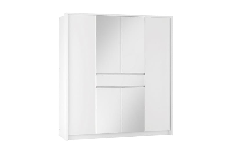 Garderobe Karaga med Speil 200 cm - Hvit - Garderober & garderobesystem