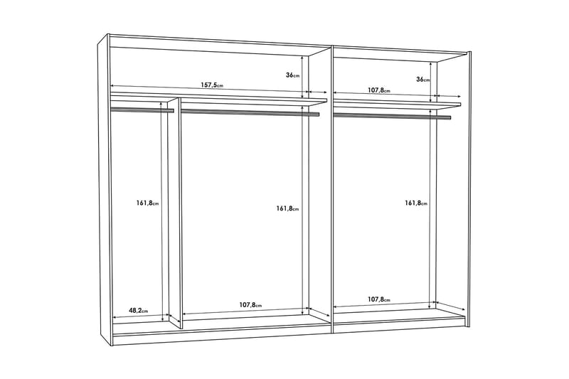 Garderobe Kipo 62x270 cm - Brun/Svart - Oppbevaring - Garderober & garderobesystem