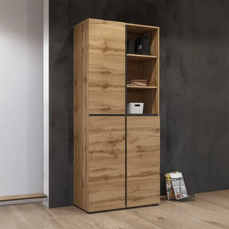 Garderobe Kors 3 dører - Wotan eik - Oppbevaring - Garderober & garderobesystem