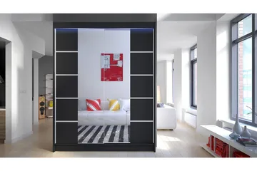 Garderobe + LED - Svart - Oppbevaring - Garderober & garderobesystem