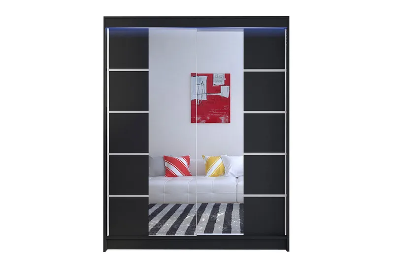 Garderobe + LED, Svart