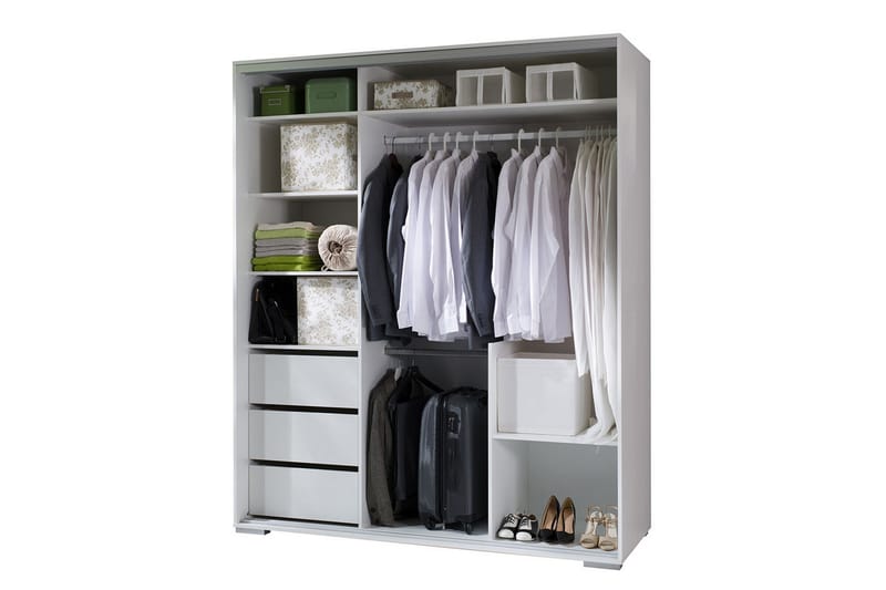 Garderobe Leo 180x66x217 cm - Beige / Brun / Hvit - Garderober & garderobesystem