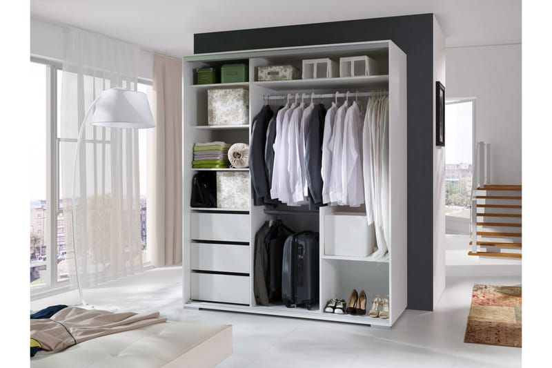 Garderobe Leo 180x66x217 cm - Beige / Brun / Hvit - Garderober & garderobesystem