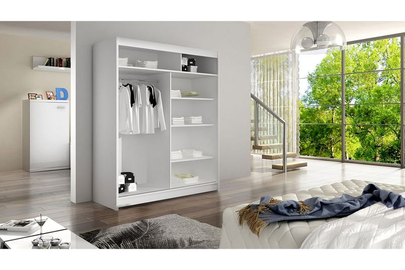 Garderobe Lino LED-belysning - Eik - Oppbevaring - Garderober & garderobesystem