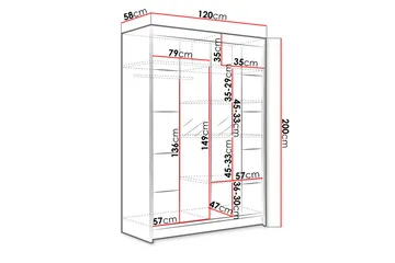 Garderobe Lino LED-belysning - Svart - Oppbevaring - Garderober & garderobesystem